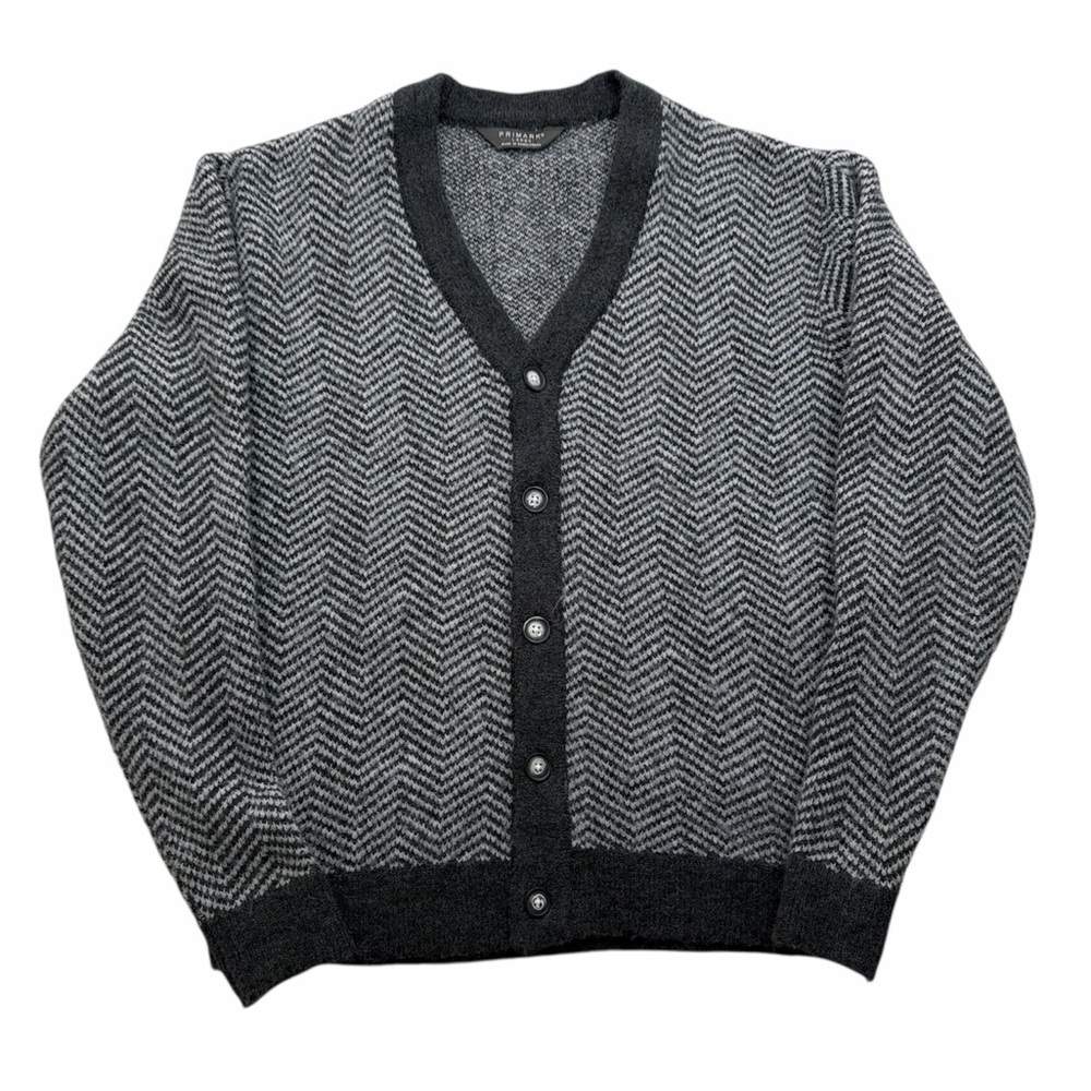 Primark Gray Charcoal Herringbone Button Cardigan Sweater Men’s L